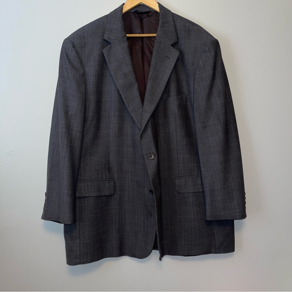 Brooks Brothers 346 48R Blazer Suit Jacket Grey Check Wool Blend